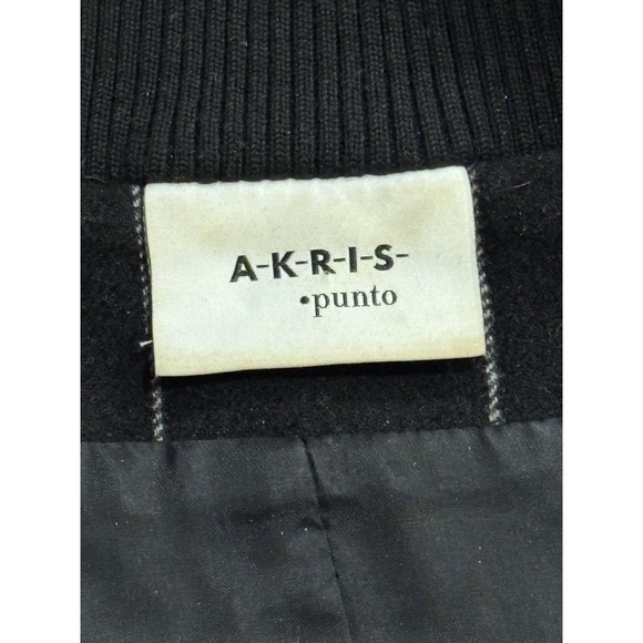 AKRIS Punto Black Windowpane 100% Wool Zip Jacket Women's US 10 - Picture 7 of 9